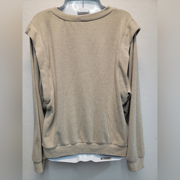 BOHME Women's Size Small Oatmeal long sleeve sweater/sweatshirt, cuffed hem - Picture 8 of 8